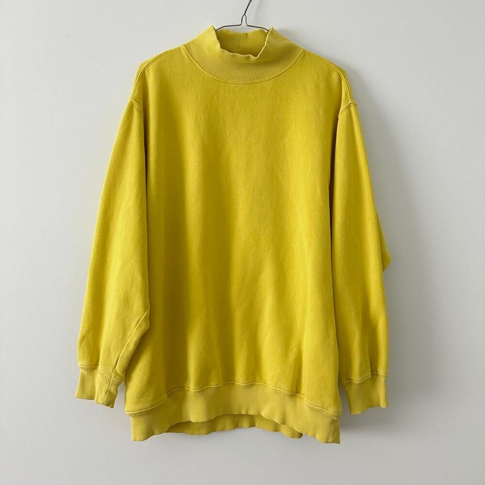 Aerie neon yellow chartreuse oversized mock neck sweatshirt. Medium.